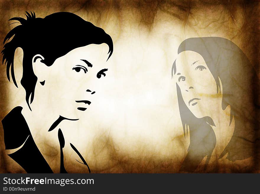 Hand Drawn Silhouette Of A Woman