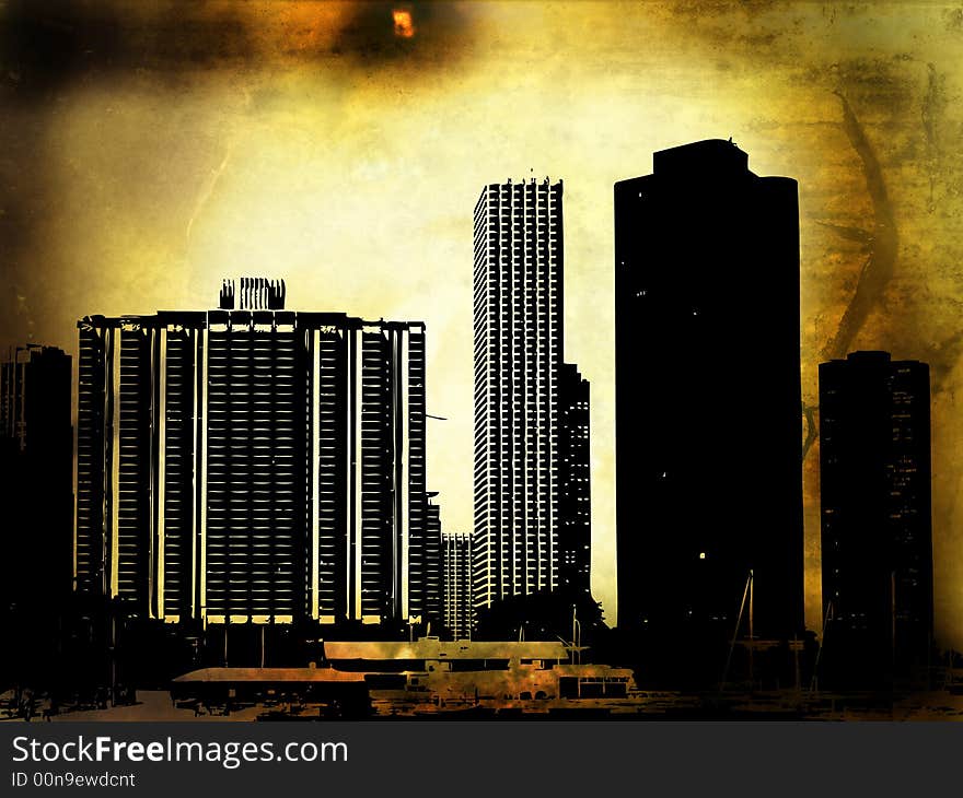 View of Chicago skyline from Lake Michigan. View of Chicago skyline from Lake Michigan