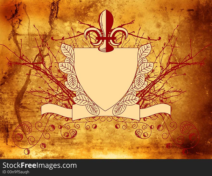 Grunge style border with ornate decoration