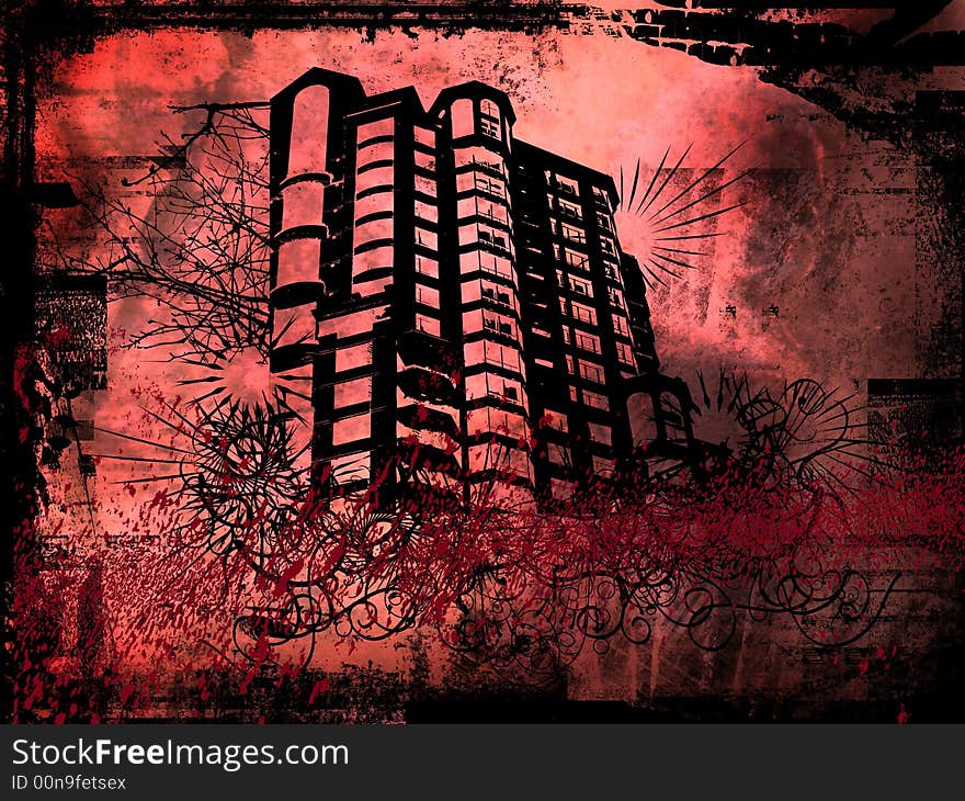 Grunge style design of a building. Grunge style design of a building