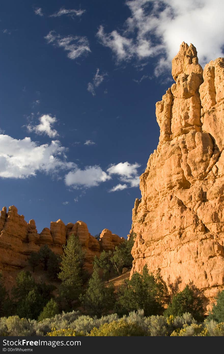 View of Zion National Park at sunset