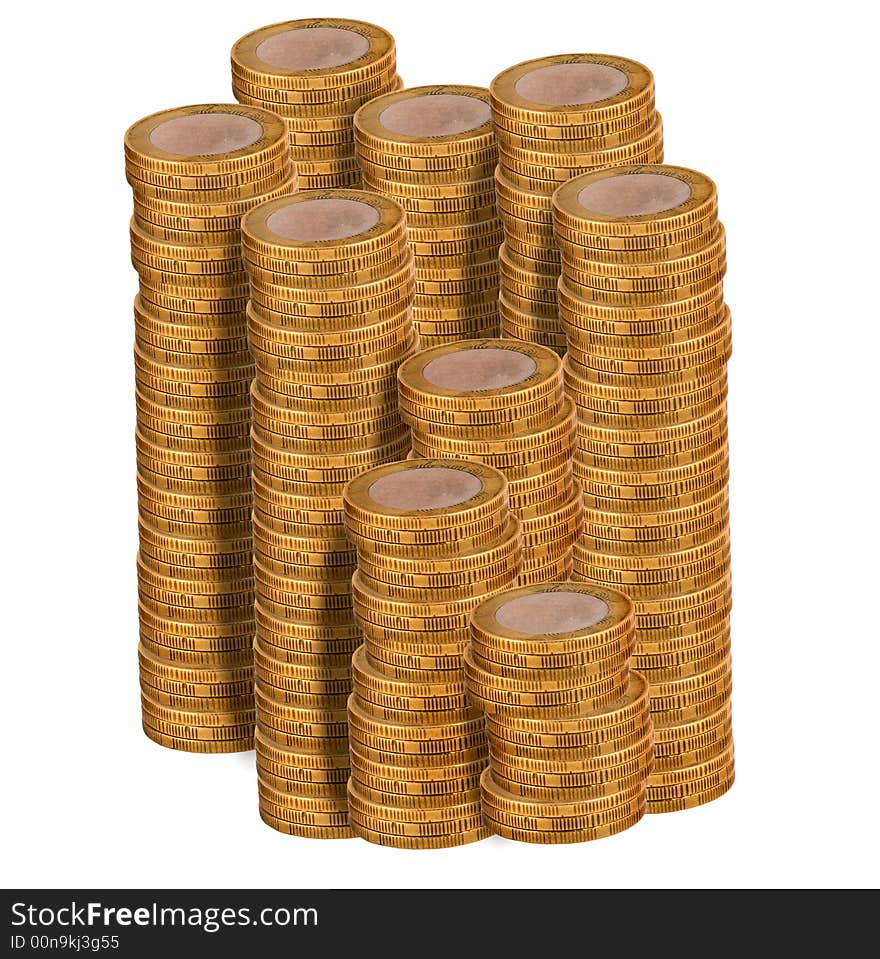 Columns of coins made in a place. Columns of coins made in a place