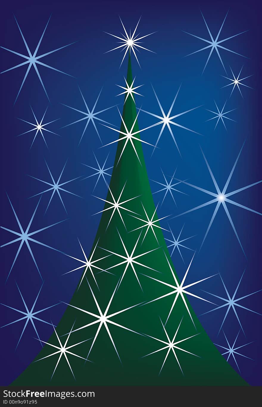 Vector christmas tree with stars. Vector christmas tree with stars