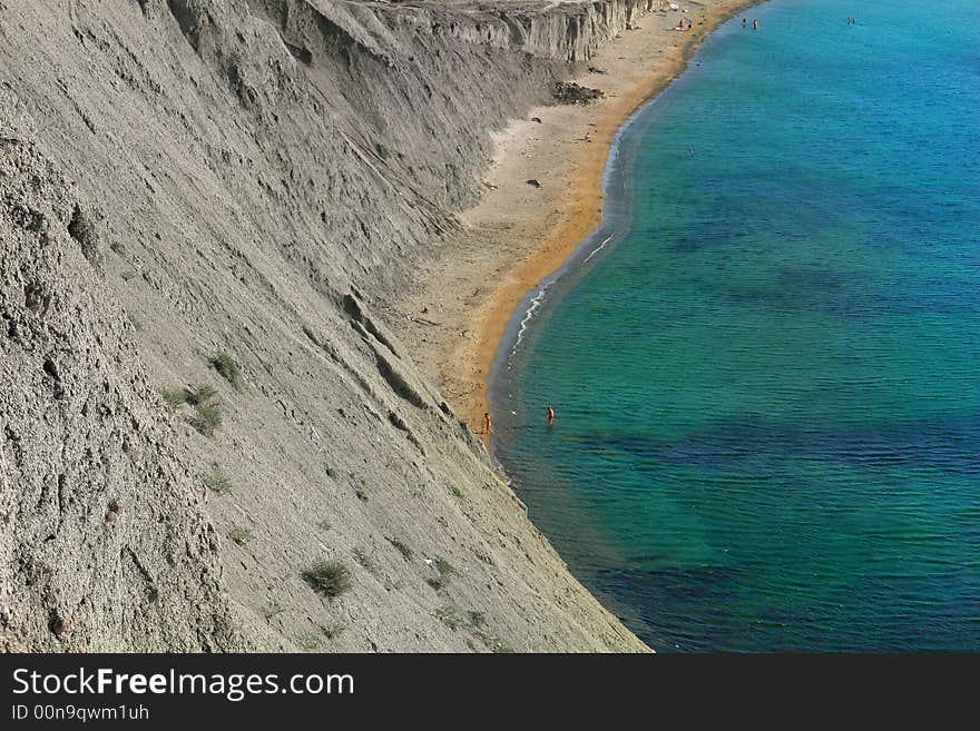 Sea on mountains a background