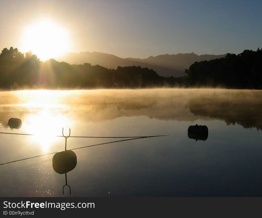 Sunrise at Lake Manapouri, New Zealand. Sunrise at Lake Manapouri, New Zealand