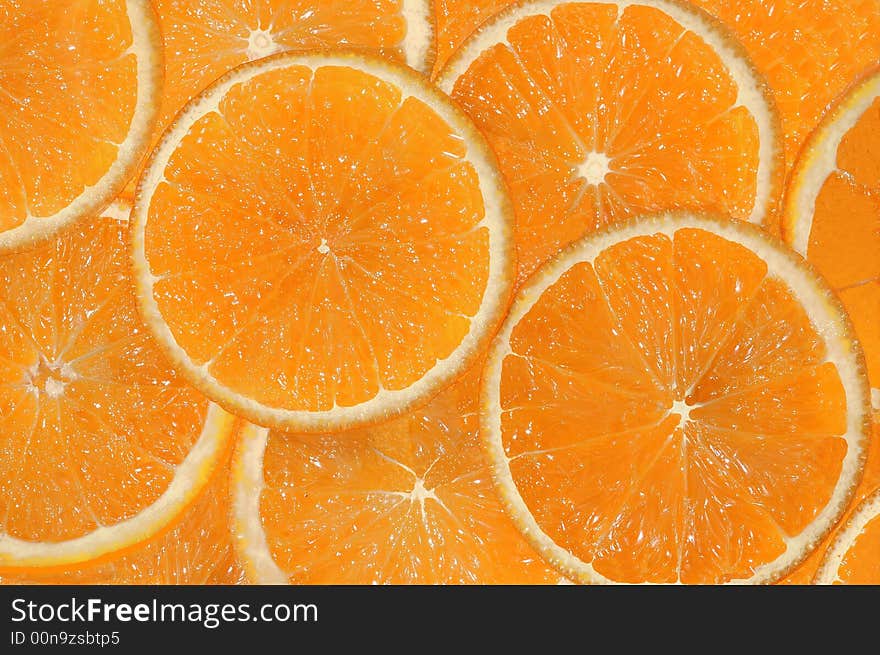 Oranges. Fresh pieces of an orange.