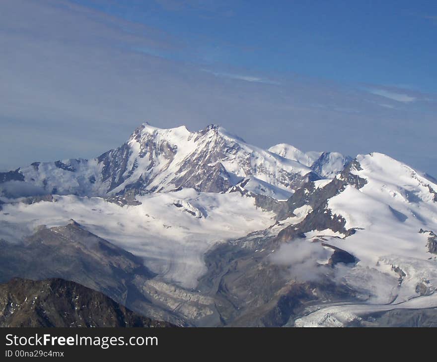 A picture of the mountains Fletchhorn and Lagginhorn in Switzerland. A picture of the mountains Fletchhorn and Lagginhorn in Switzerland