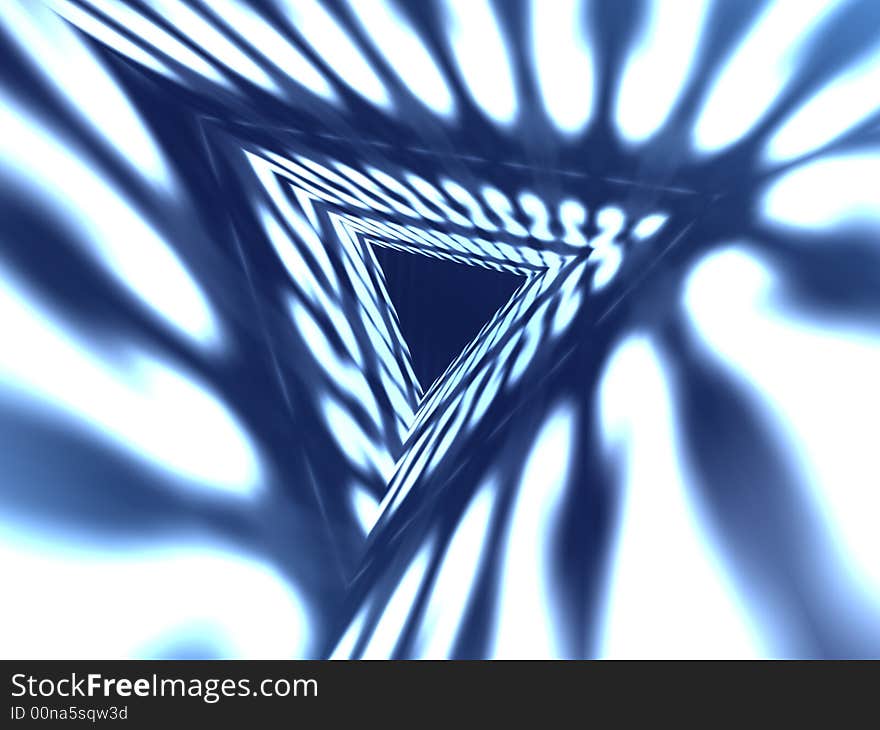 Background with a triangle from abstract white lines on dark blue. Background with a triangle from abstract white lines on dark blue