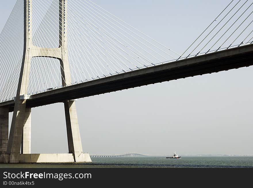 Vasco da Gama bridge over Tagus river, Portugal. Vasco da Gama bridge over Tagus river, Portugal