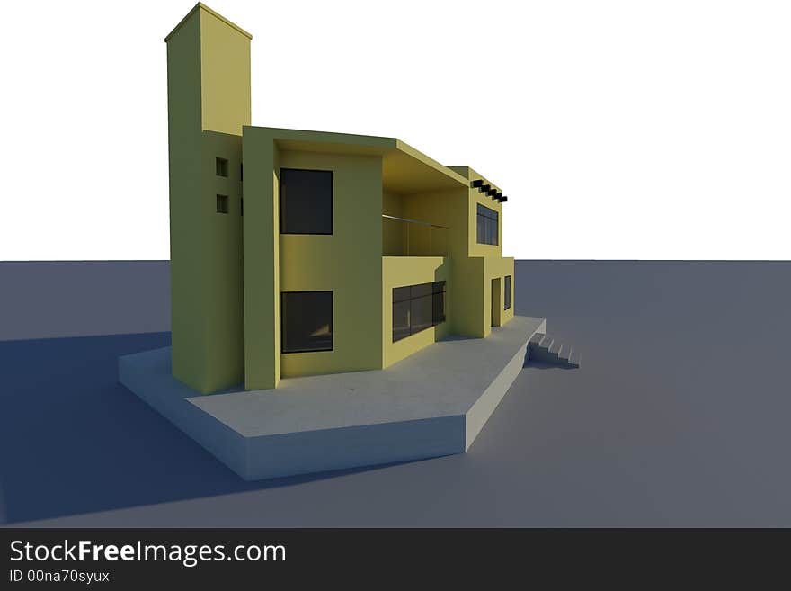 House on white background - 3d illustration