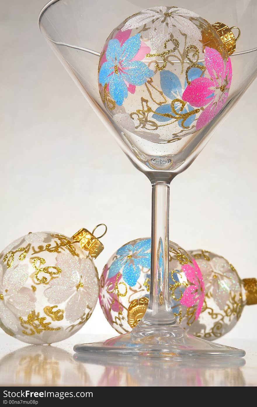 Christma baubles on a white background