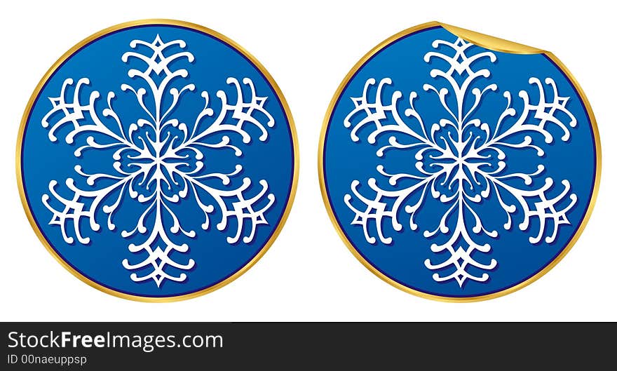 Snowflake round sticker vector