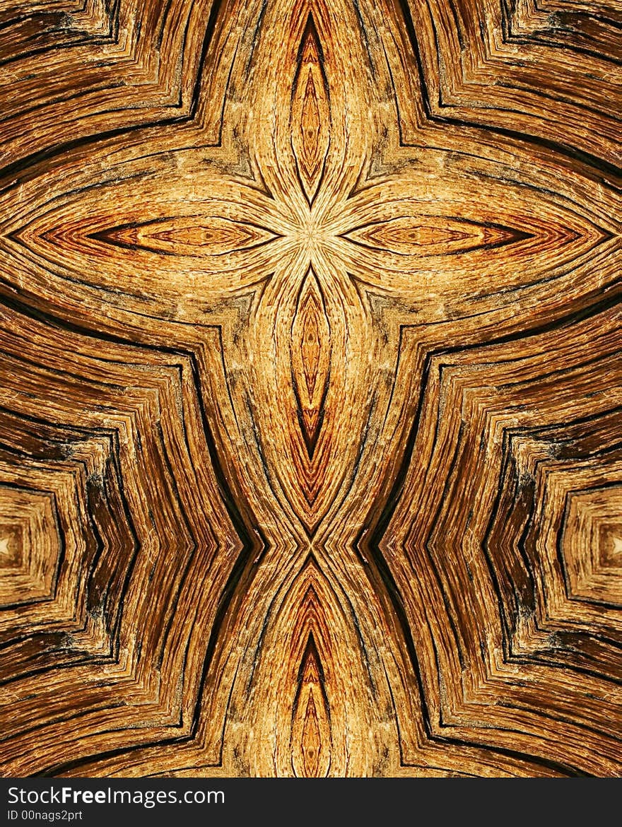 Kaleidoscope cross: wood grains from tree stump. Kaleidoscope cross: wood grains from tree stump