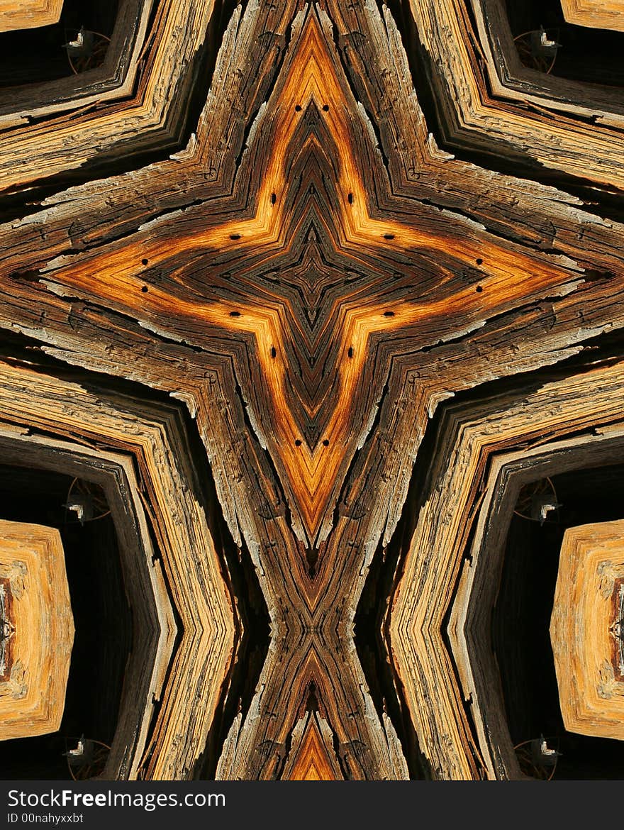 Kaleidoscope cross:  wood grains from tree stump. Kaleidoscope cross:  wood grains from tree stump