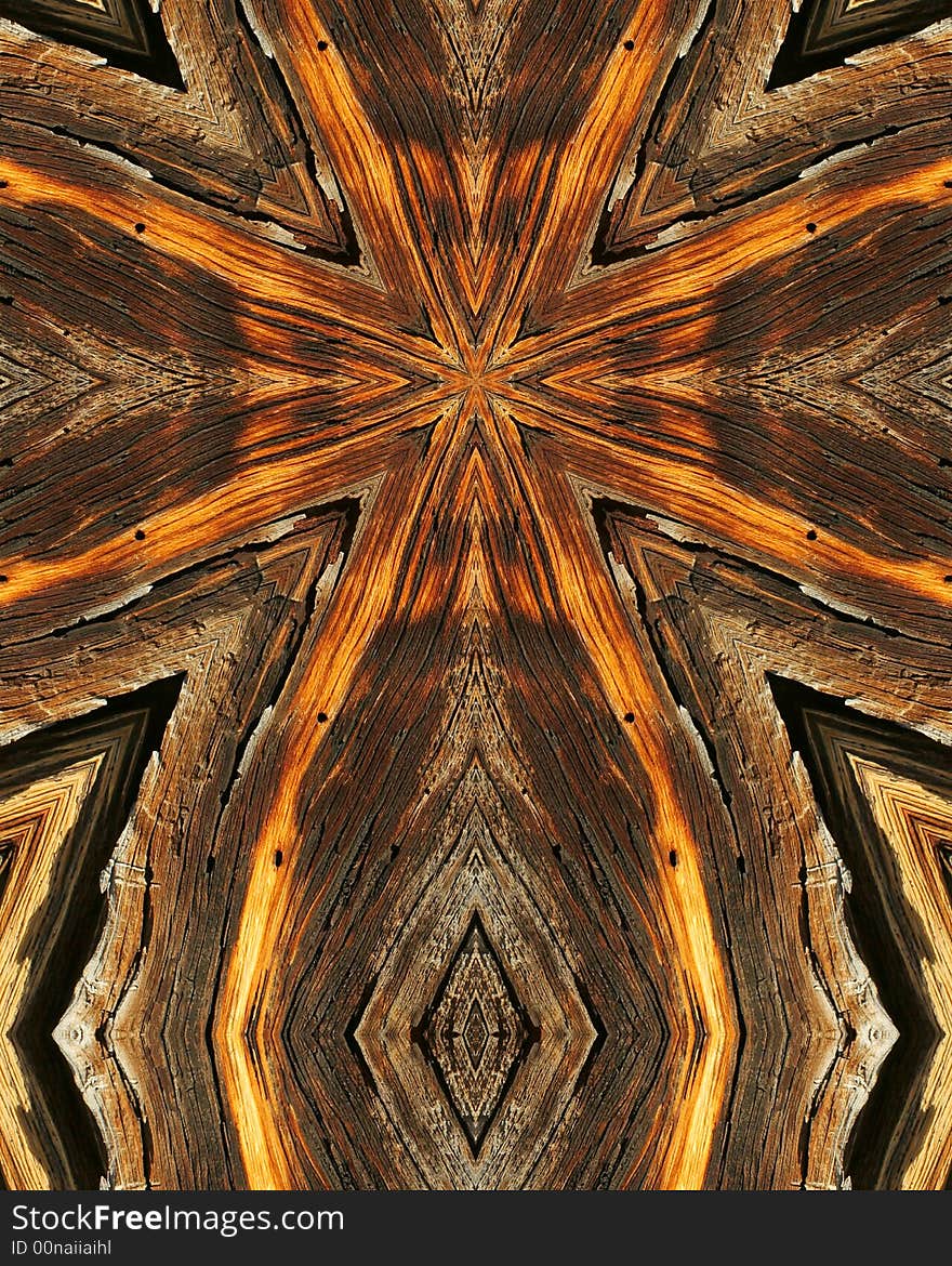 Kaleidoscope cross:  wood grains from tree stump. Kaleidoscope cross:  wood grains from tree stump