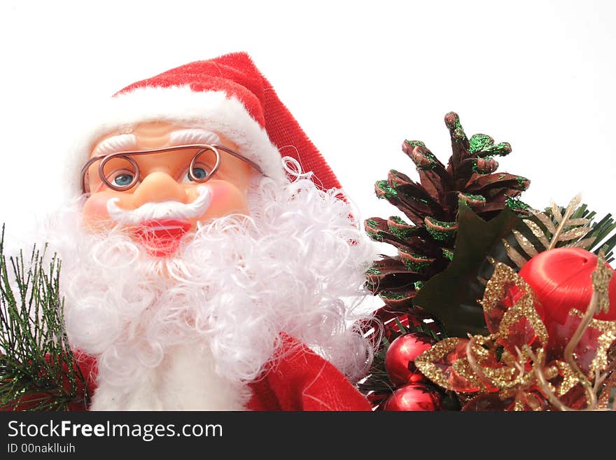 Santa claus , christmas decoration on the white background