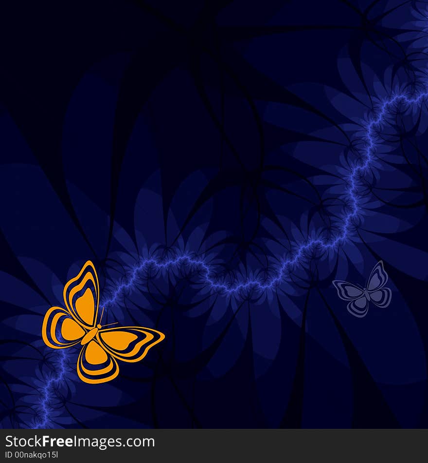 Butterflies under thunderstorm in dark night. Butterflies under thunderstorm in dark night