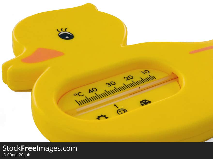 Yellow thermometer over white (isolated with clipping path)