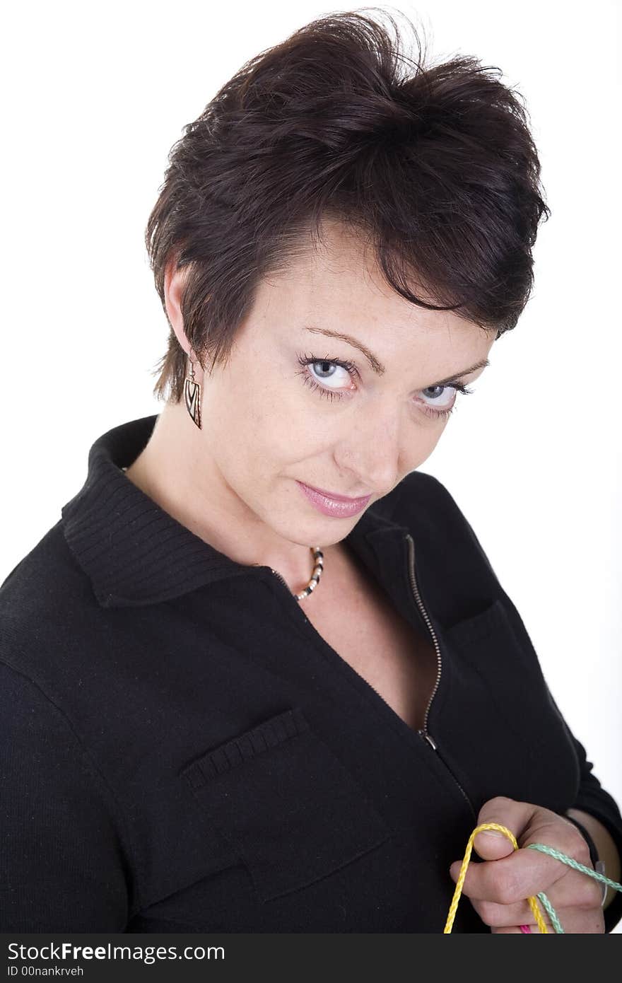 Woman with shopping bags over white background. Woman with shopping bags over white background