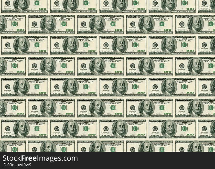 Back background from dollars. Dollar without serial number, very high quality