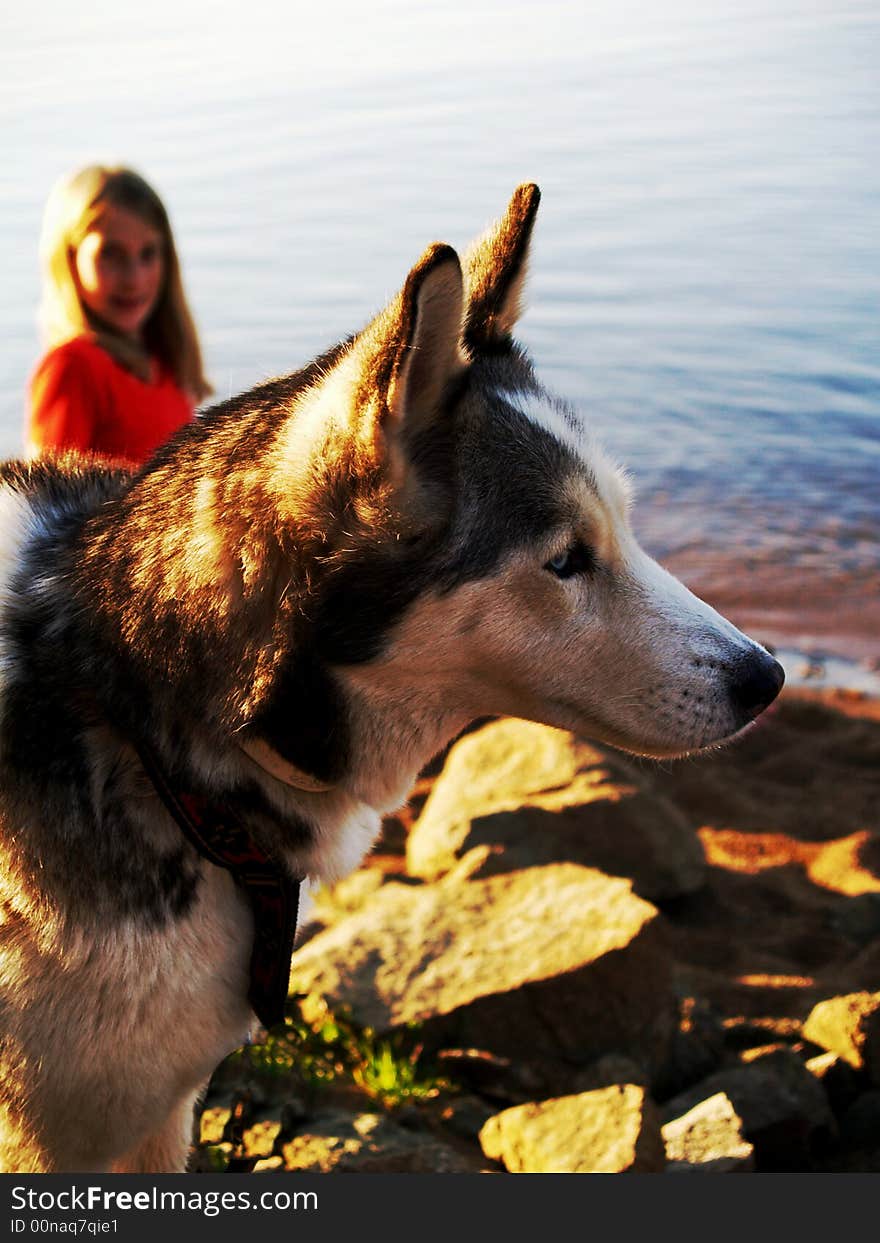 Girl and dog