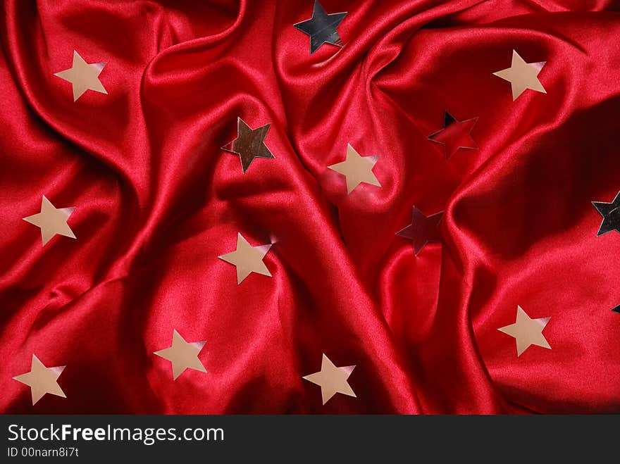 Christmas red sateen with stars