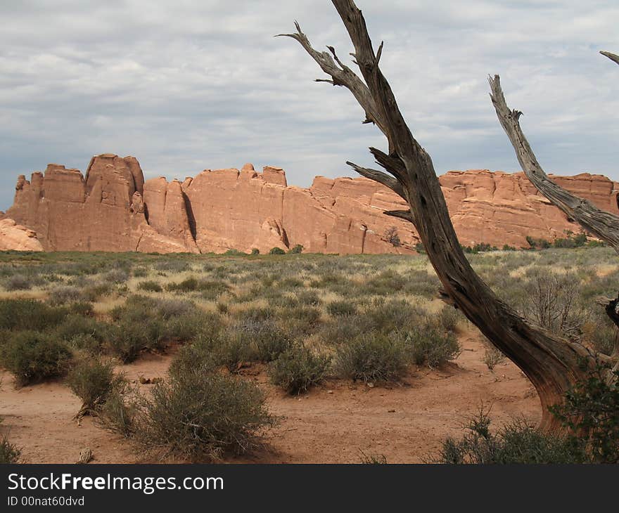 From hidden arch heading back into the desert of Arches National Park. From hidden arch heading back into the desert of Arches National Park