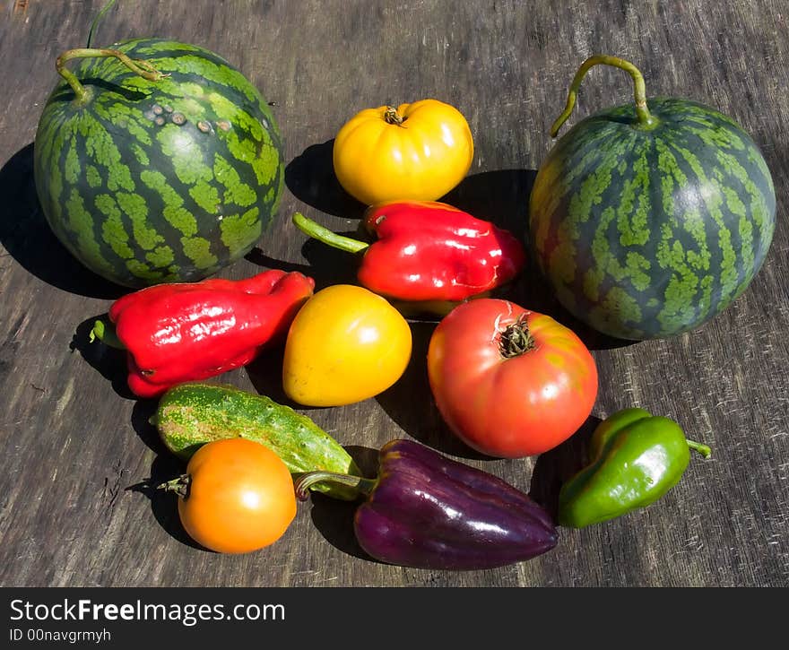 A close-up of the fresh different vegetables from garden. Russian Far East, Primorye. A close-up of the fresh different vegetables from garden. Russian Far East, Primorye.