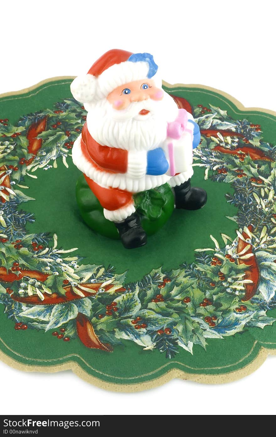 Decoration with santa-claus on white