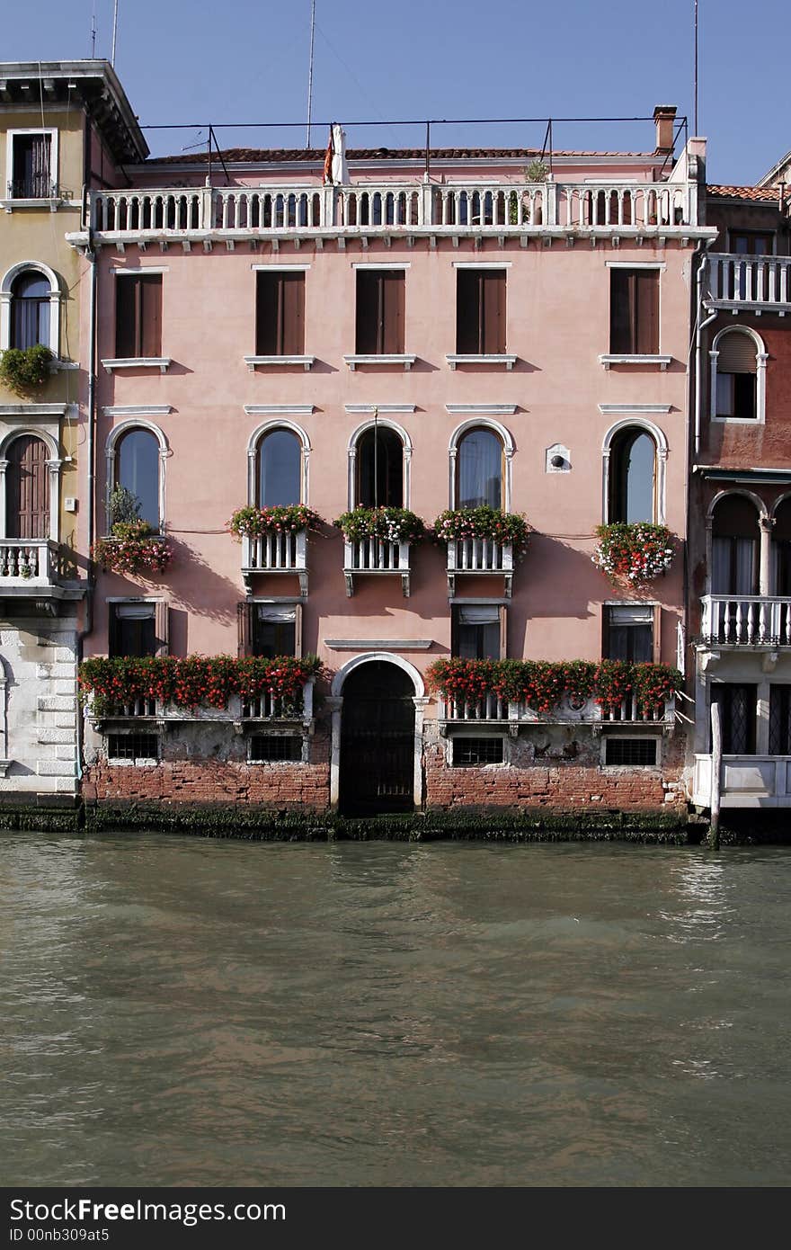 Venice, Italy - Typical Old Building Water Front Facade And Canal. Venice, Italy - Typical Old Building Water Front Facade And Canal