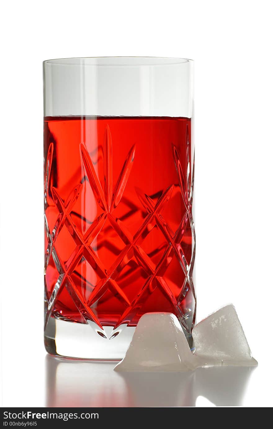 Beautifull glass with red soda isolated on white background. Beautifull glass with red soda isolated on white background