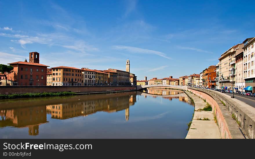 Pisa, Tuscany, Italy. A view of the historical buildings on Arno river. Pisa, Tuscany, Italy. A view of the historical buildings on Arno river.