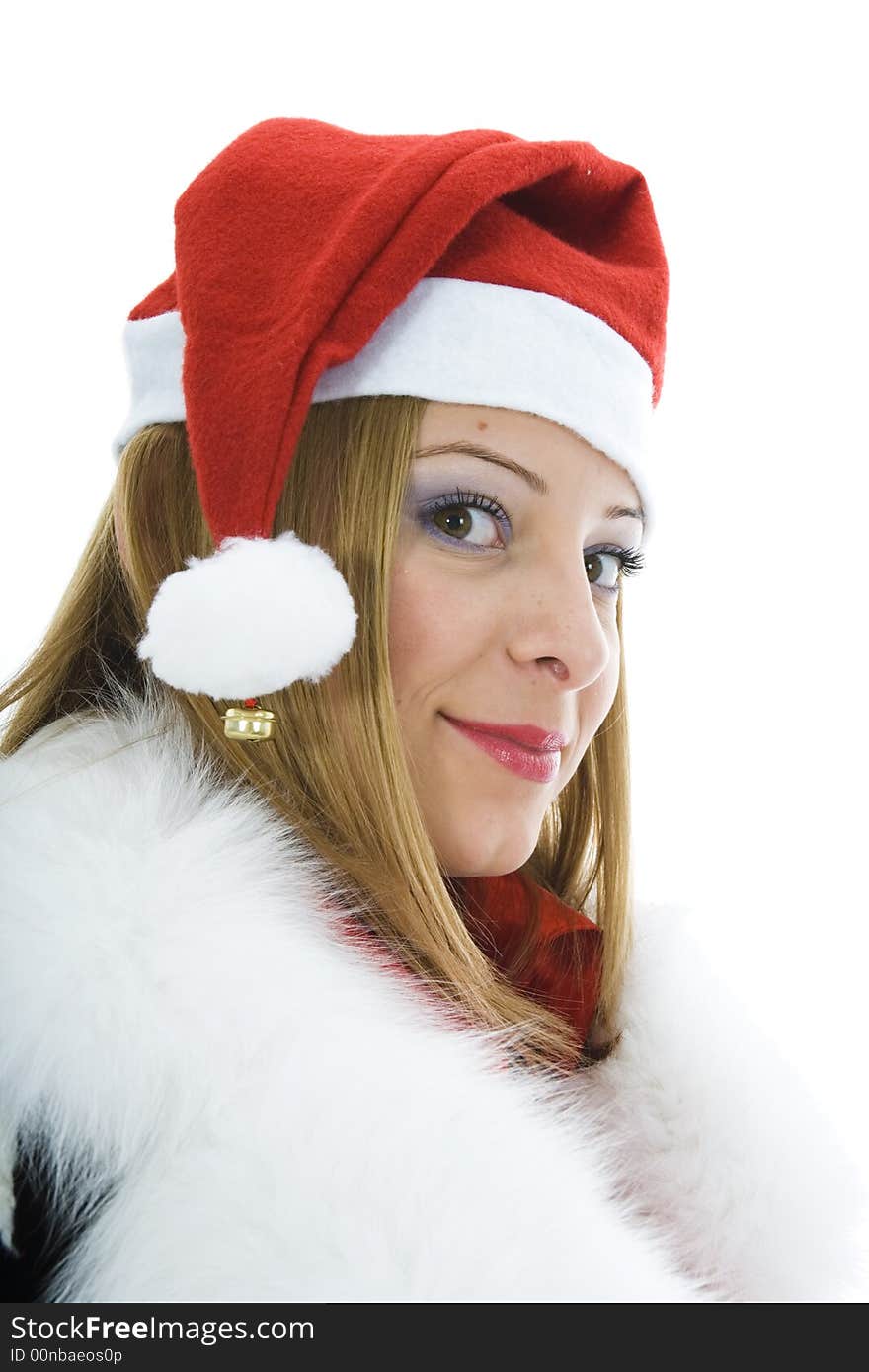 Beautiful woman with christmas decoration on isolated background