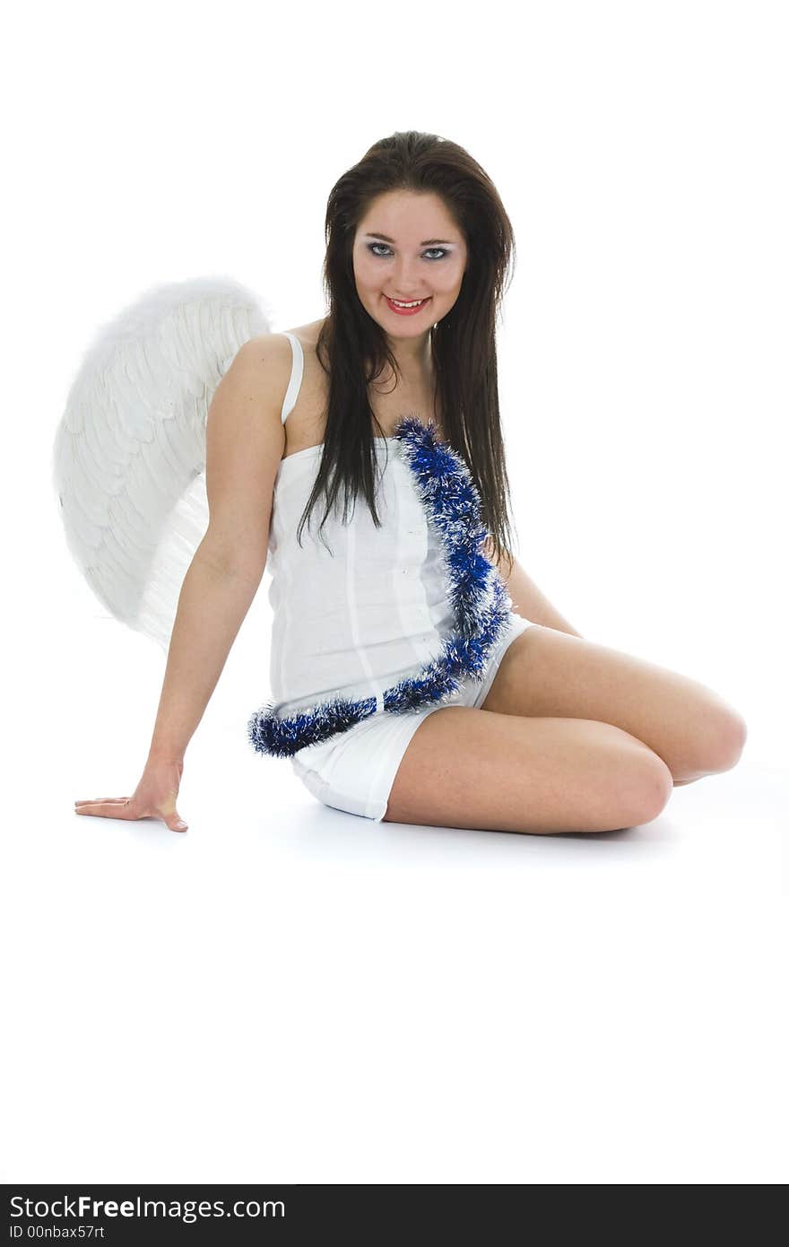 Beautiful woman with wings on isolated background