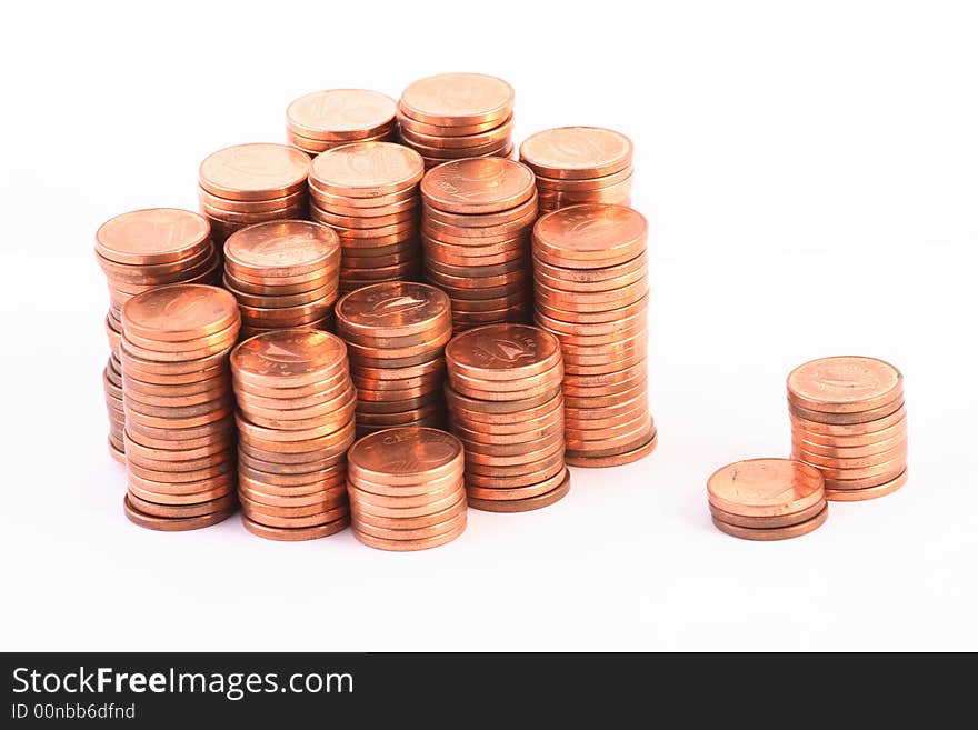 Coins isolated on white background.