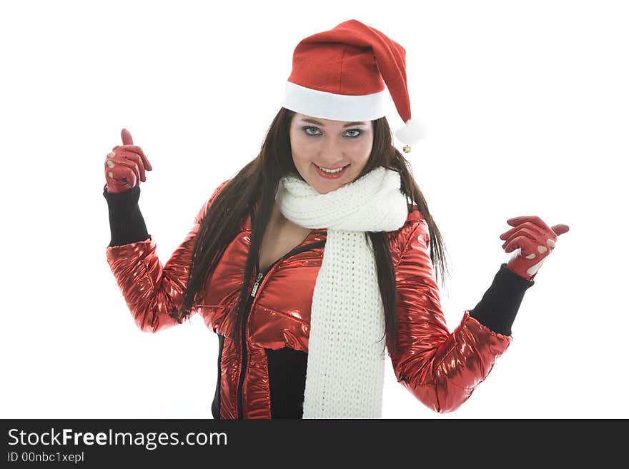 Beautiful woman with christmas decoration on isolated background