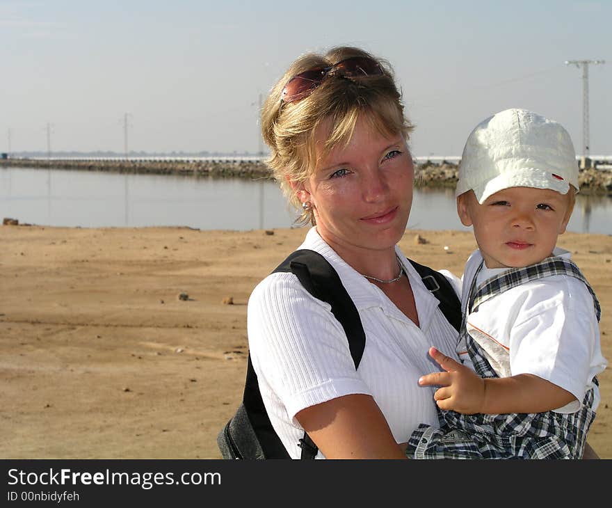 Mother and son enjoying beautiful views