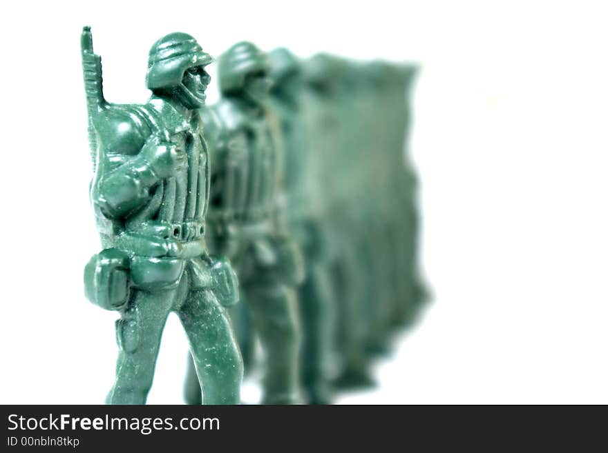 Toy soldier on white background