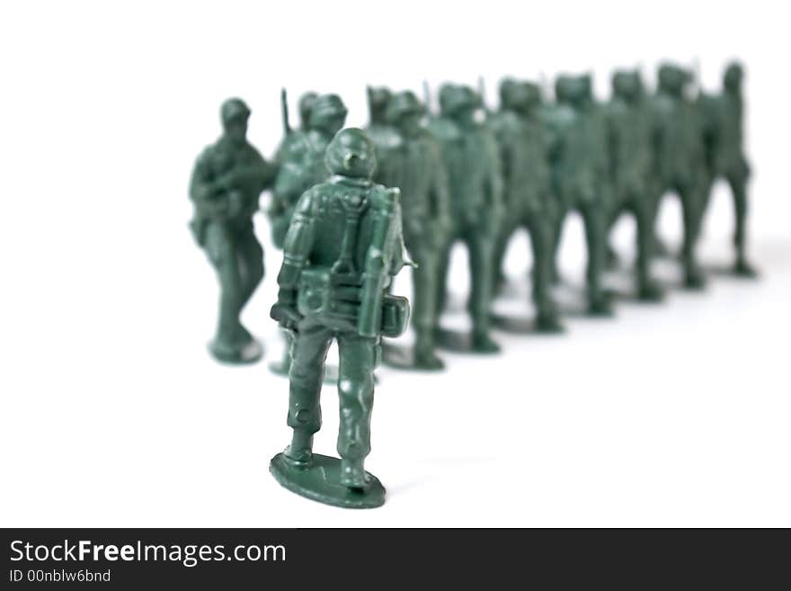 Toy soldier on white background