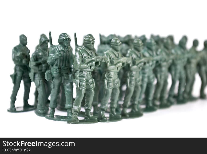 Toy soldier on white background