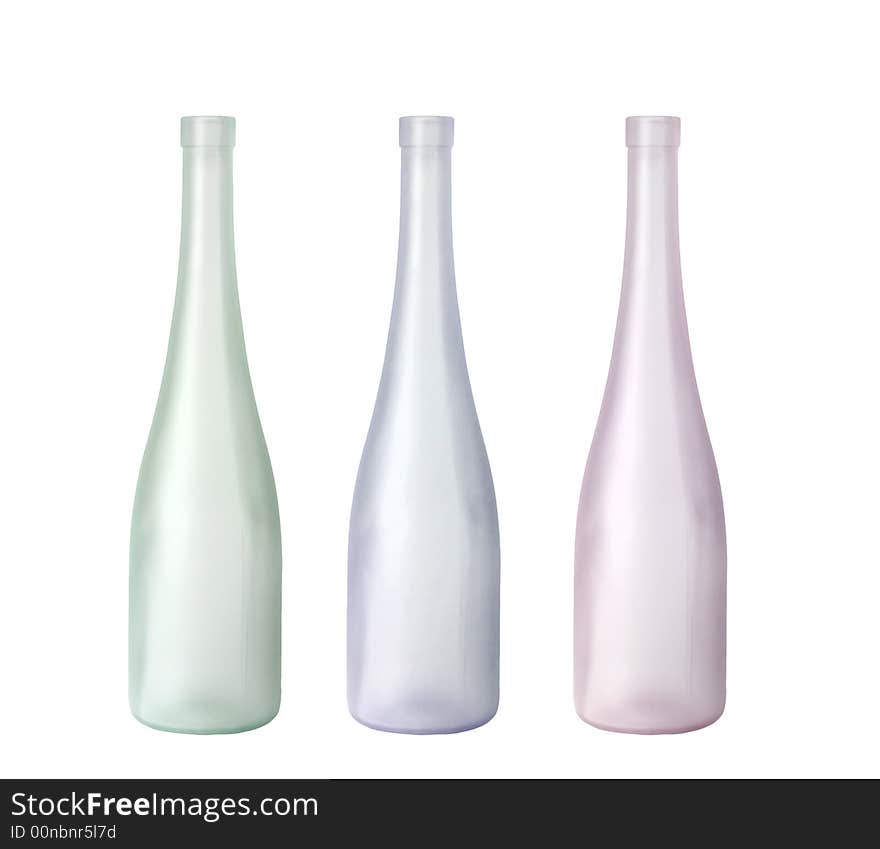 Three wine bottles from matte glass of various shades