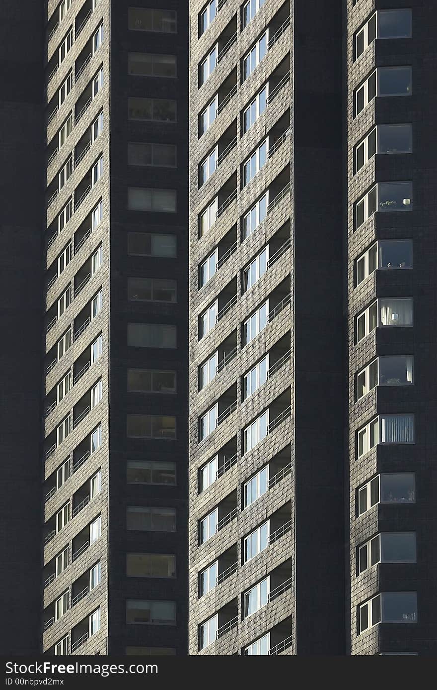 Architectural detail - apartment flat wall with multiple windows