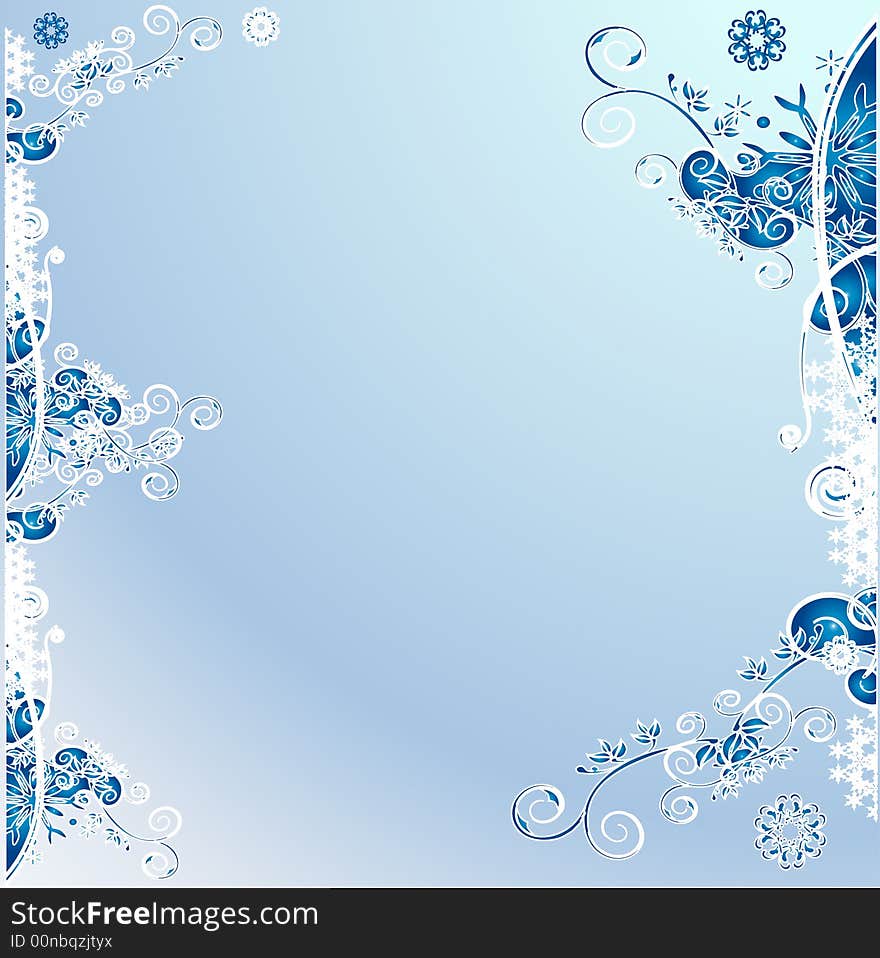 Blue grunge christmas snowflakes floral background. Blue grunge christmas snowflakes floral background