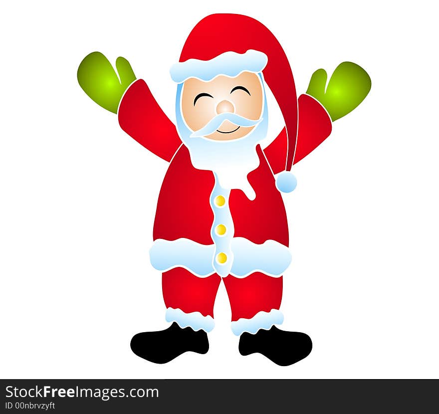 A clip art illustration featuring a simple smiling Santa Claus isolated on white. A clip art illustration featuring a simple smiling Santa Claus isolated on white