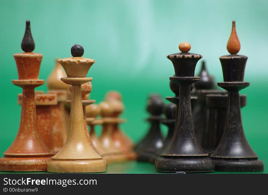 Chess order on green background