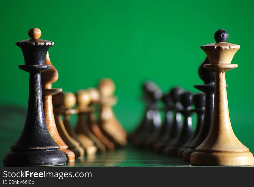 Chess order on green background