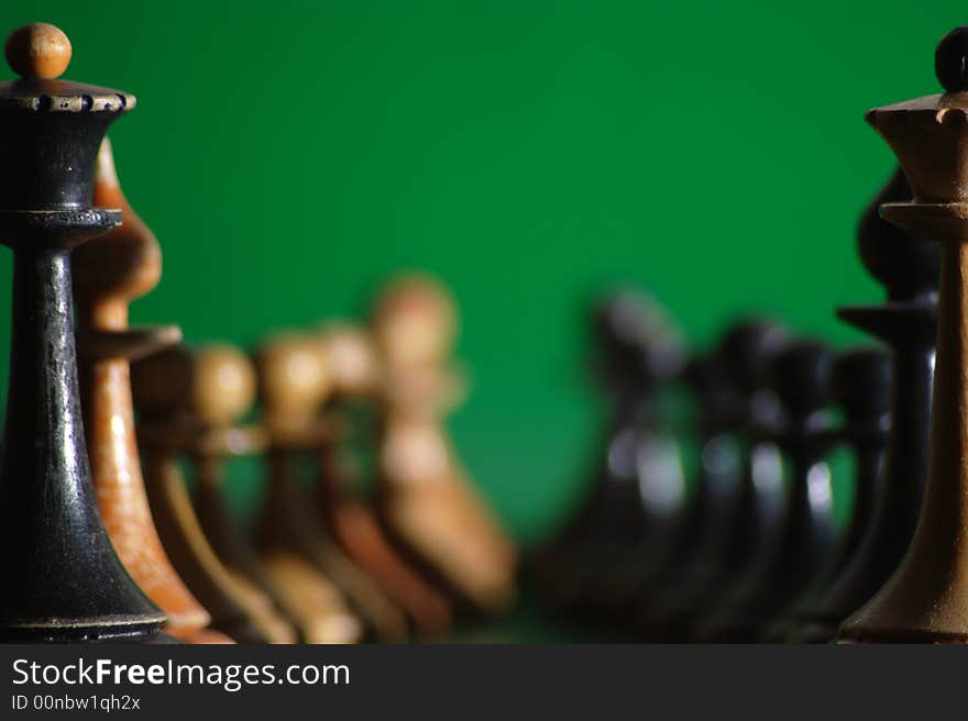 Chess order on green background