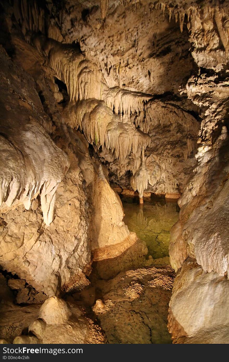 Belianska cave (Slovakia) Stalagmites and stalactites in a cave