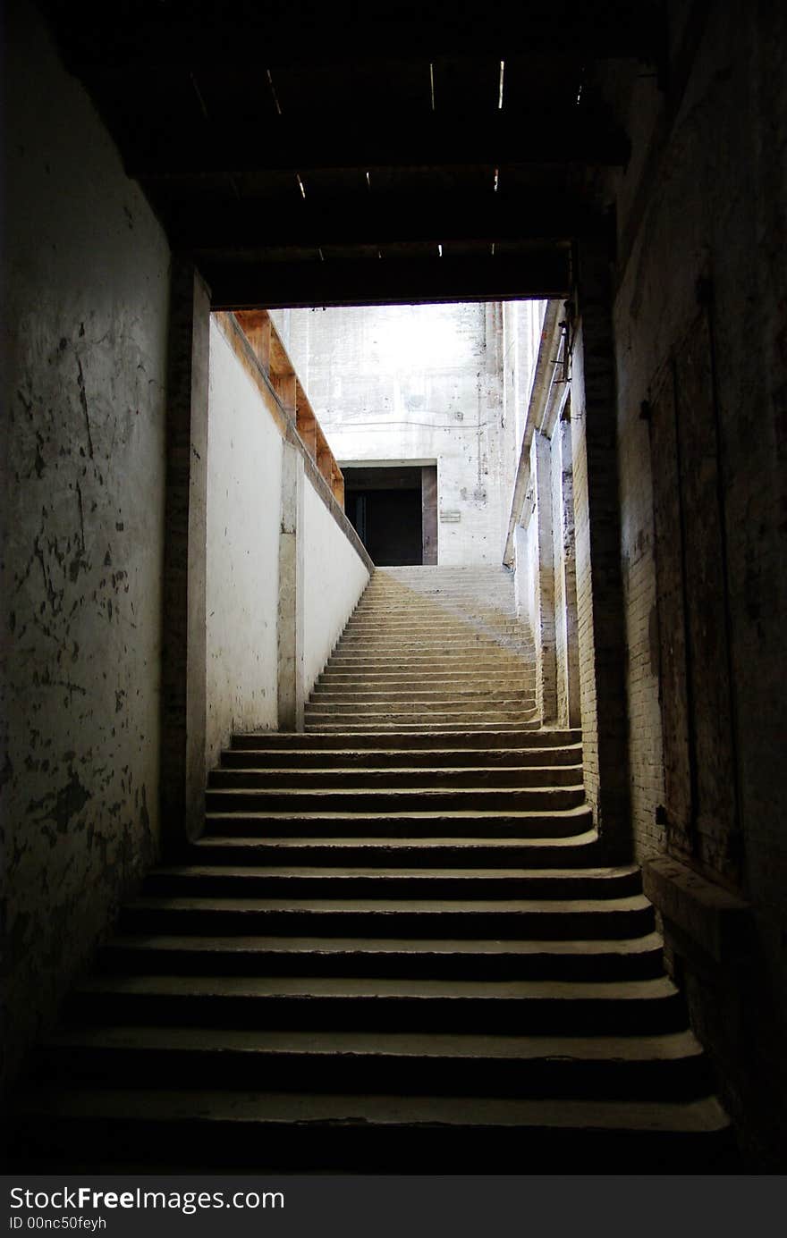 Stairs in a deserted factory