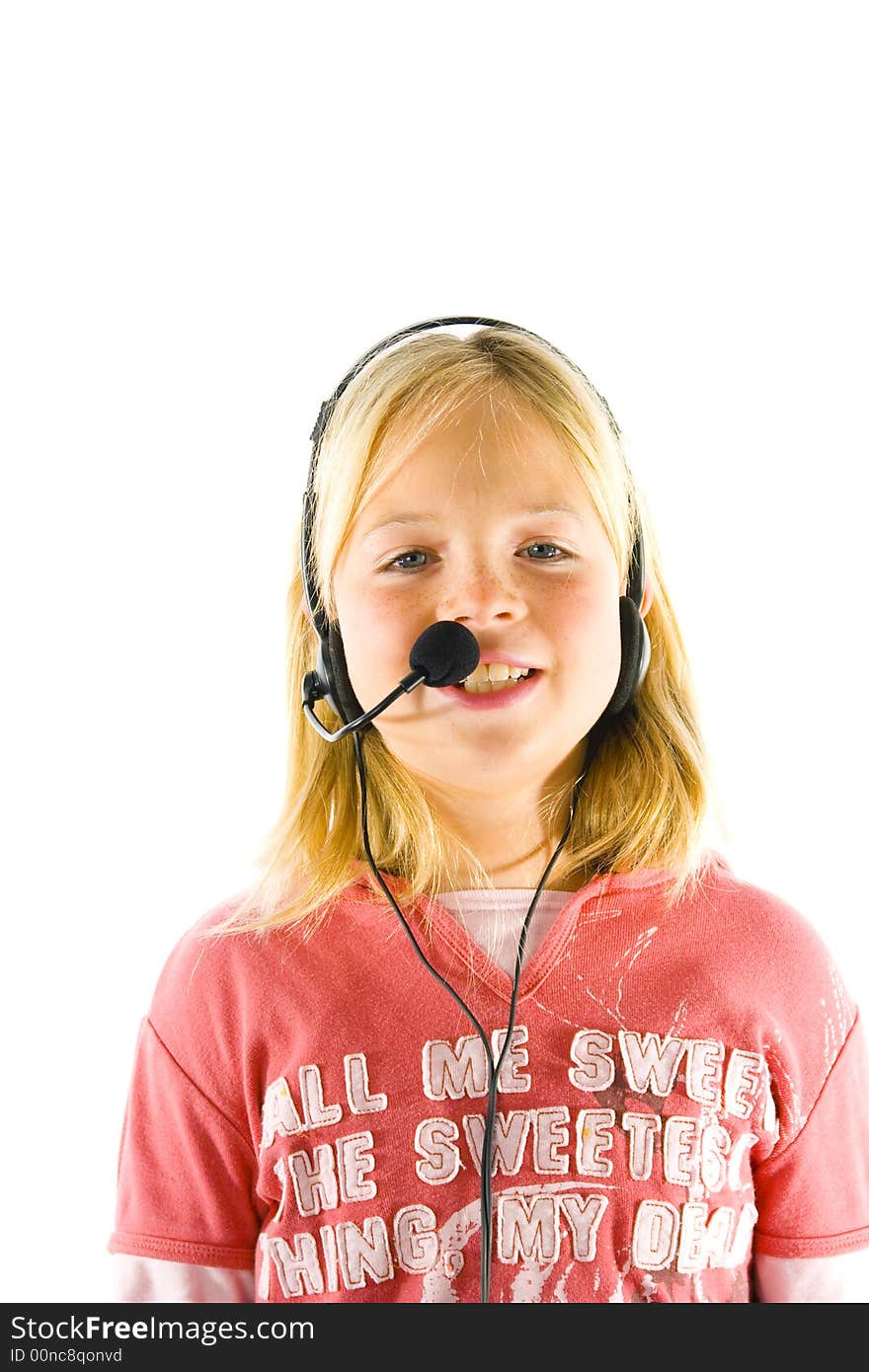 Young girl with a headset